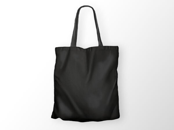 BLACK COTTON BAG WITH SIDE AND BOTTOM GUSSET